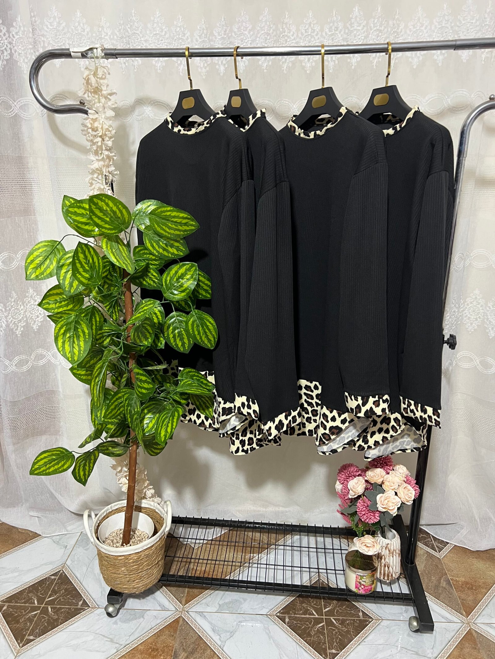 pull style chemise leopard